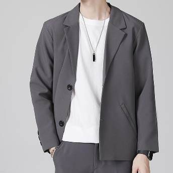 【S-3XL】多色展開無地ボタン折り襟長袖スーツジャケット