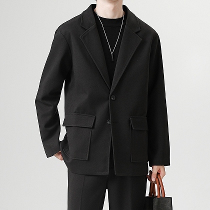 【S-4XL】フォーマルな印象シンプルOL/通勤厚い無地シングルブレストスーツジャケット
