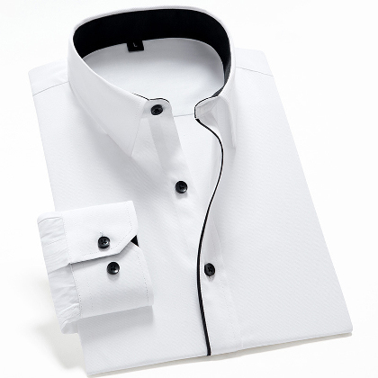 M-5XL人気ランキング上位シングルブレスト配色長袖折り襟シャツ