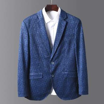 【S-6XL】メンズプリントシングルブレスト折り襟長袖スーツジャケット