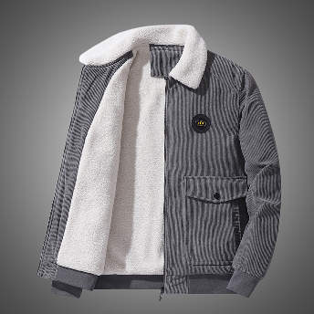 【M-5XL】裏起毛切り替えジッパー折り襟長袖ジャケット