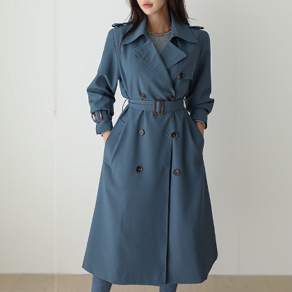 【S-XL】エレガント韓国系ファッション長袖折り襟トレンチコート