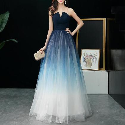 XS-3XLファッショングラデーション色ロングベアトップランダムティアードボールガウンイブニングドレス